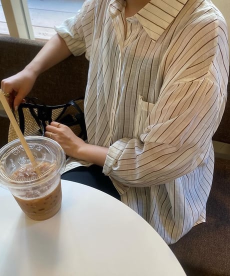 sheer stripe shirt/3color(ネコポス)