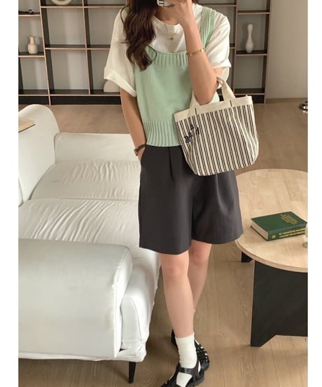 square neck knit bustier/4color