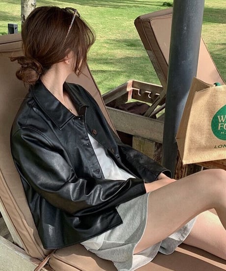 eco leather basic jacket/3color