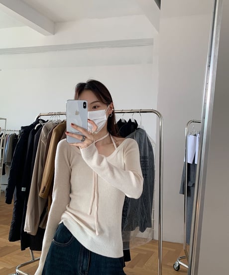 neck ribbon tops/2color(ネコポス)