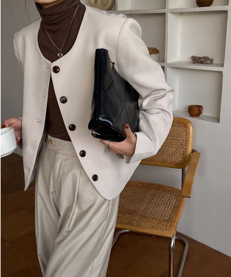 no collar button jacket/3color