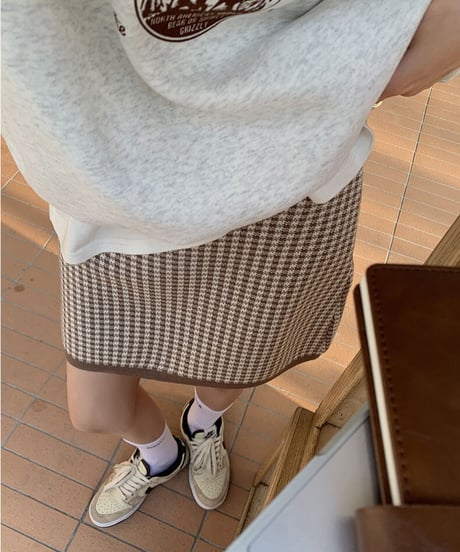 knit short skirt/2color