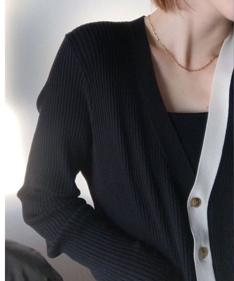 （Set up）bi-color middle cardigan & camisole/3color