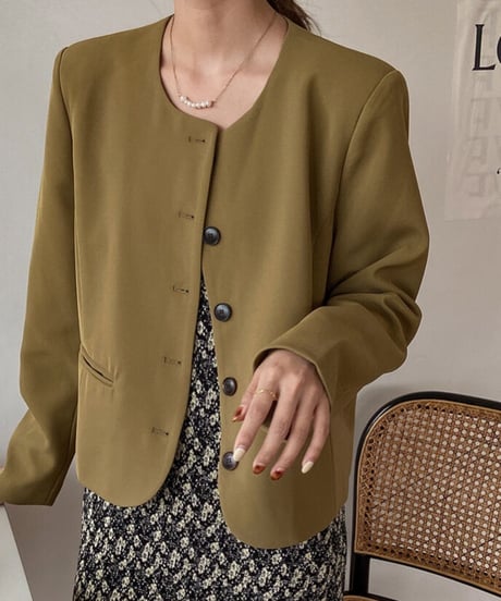 no collar button jacket/3color