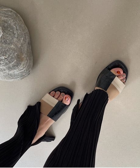 patchwork design sandal/2color