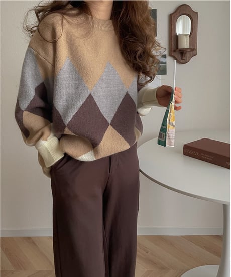 big diamond pattern knit/3color