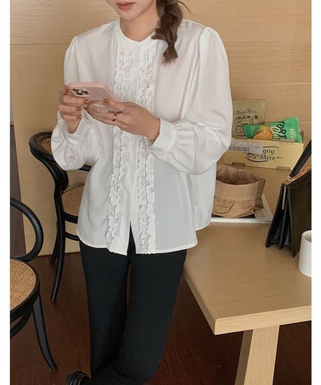stand collar frill shirt