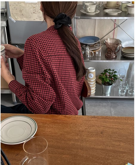 gingham check shirt/3color
