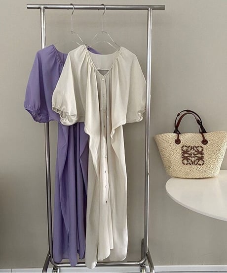 front button long dress(inner set)/3color