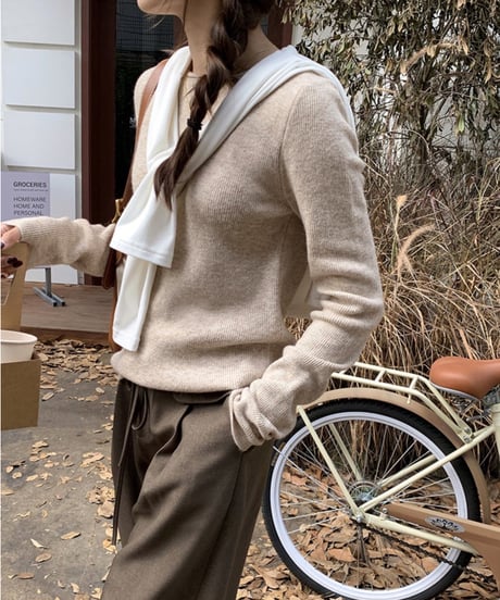 basic rib knit long-T/3color