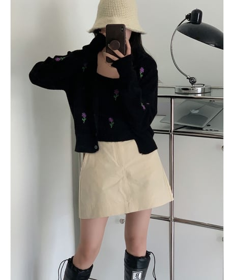 flower knit ensemble/3color