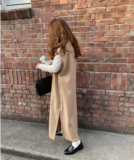 Key neck long dress/3color