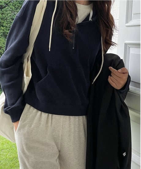[OUTLET]waffle  half zip hoodie/3color