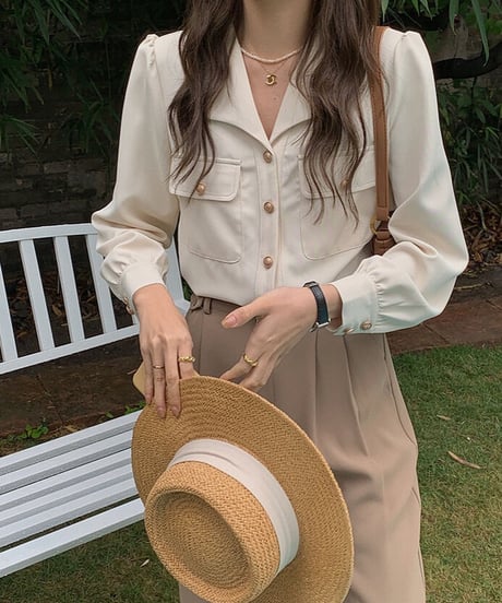 open collar classic shirt/2color