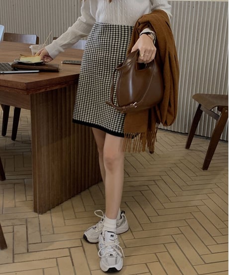 knit short skirt/2color