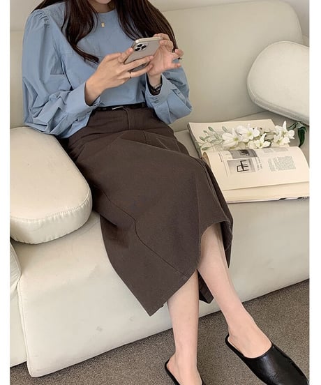 [OUTLET]A line color denim skirt/2color