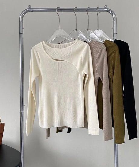 asymmetry rib knit/4color