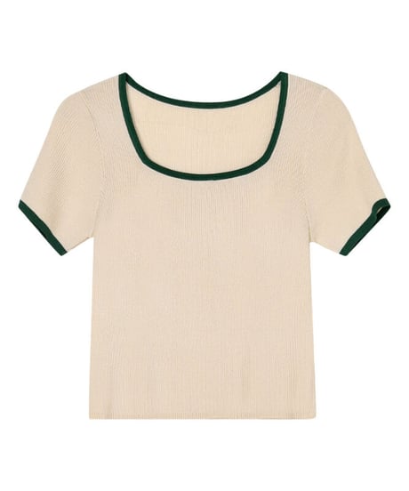 piping square neck tee/4color(ネコポス)