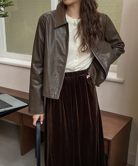 eco leather fastener jacket/2color
