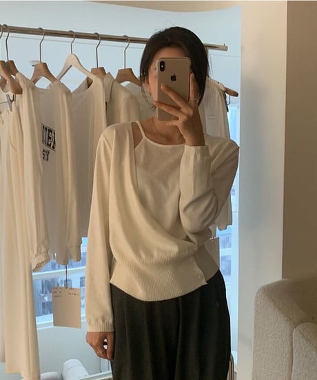 asymmetry design knit/2color