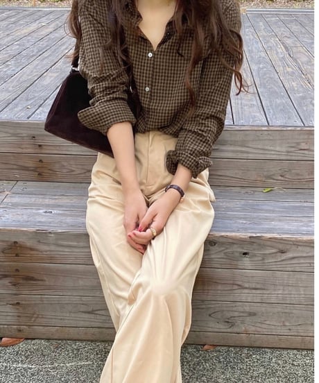 gingham check shirt/3color