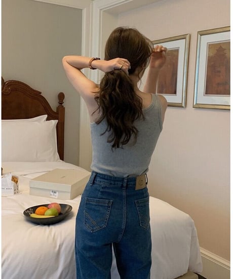 front pocket semi flare denim/2color
