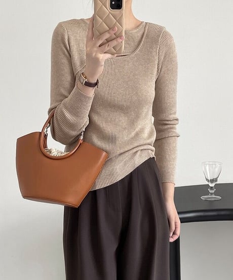 asymmetry rib knit/4color