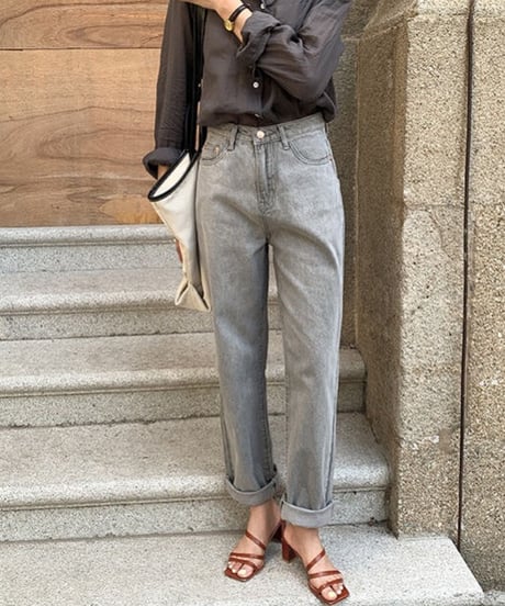 [OUTLET]gray straight denim