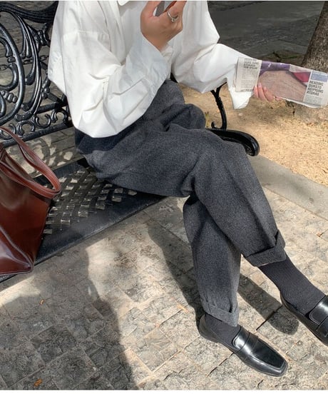 [OUTLET]herringbone wool slacks/2color