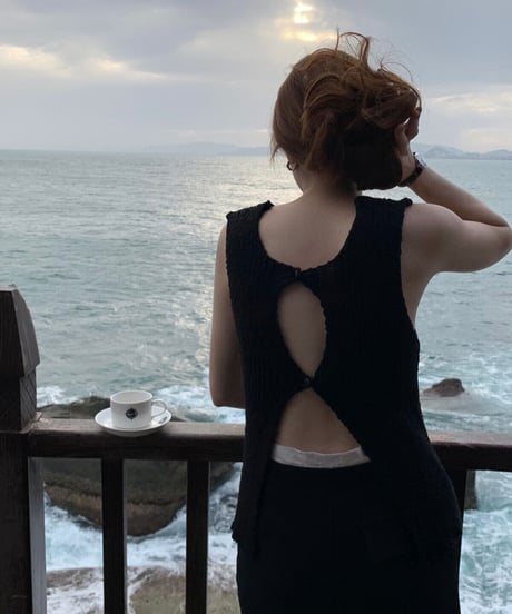 back design knit tank/2color(ネコポス)