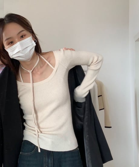neck ribbon tops/2color(ネコポス)
