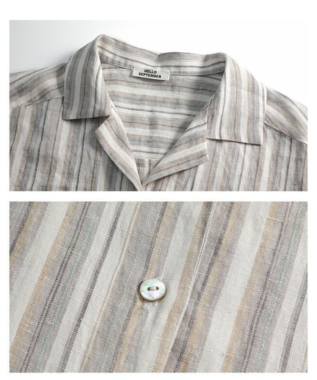 linen 100% stripe shirt/2color
