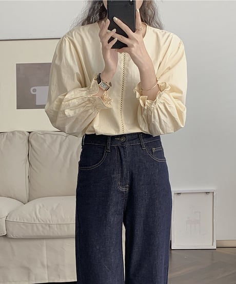 cotton simple blouse/2color(ネコポス)