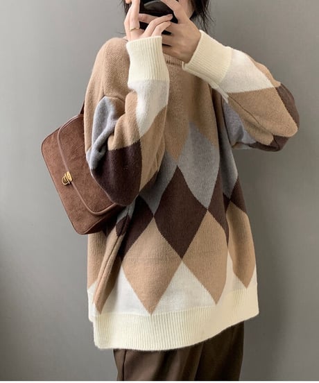 big diamond pattern knit/3color