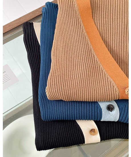 （Set up）bi-color middle cardigan & camisole/3color