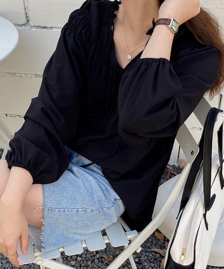 shirring gather tunic/2color