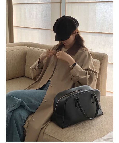 corduroy collar long coat