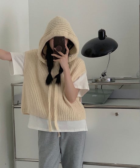 [OUTLET]hoodie knit vest/3color