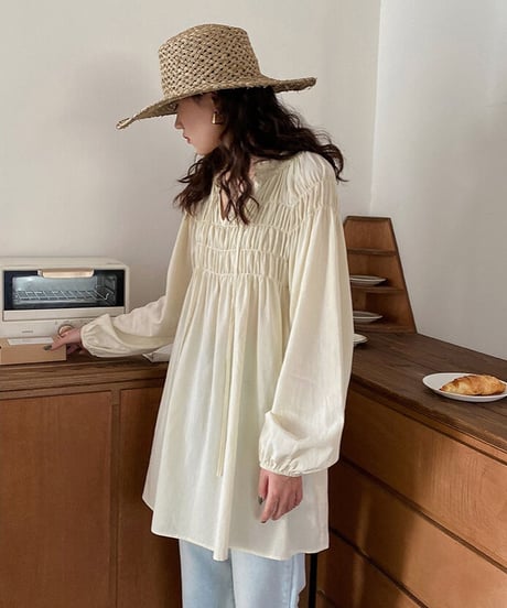 shirring gather tunic/2color