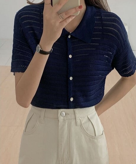 sheer border shirt/2color