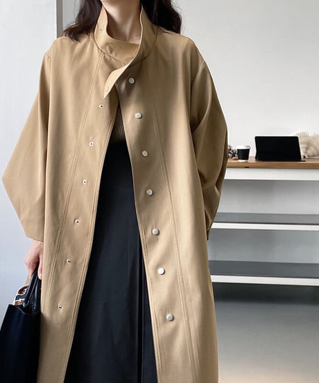stand collar trench coat/2color