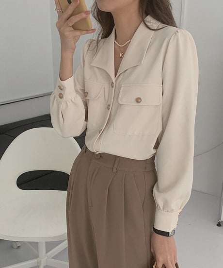 open collar classic shirt/2color