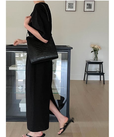 waist mark linen dress/3color