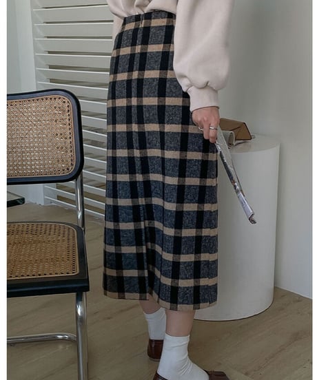 check medium skirt/2color
