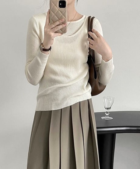 asymmetry rib knit/4color