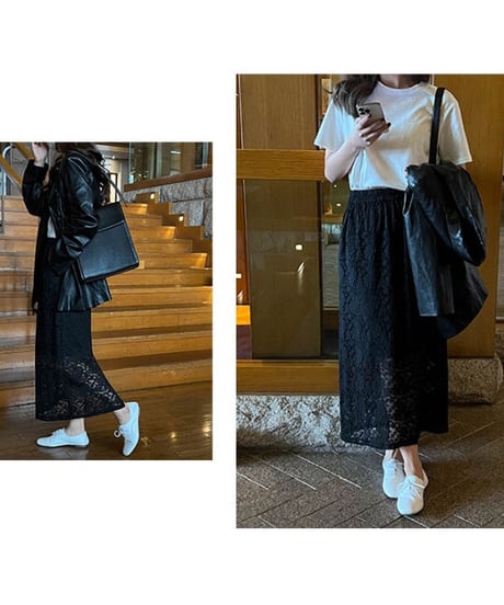 lace long skirt/2color