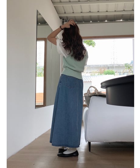 denim flare skirt