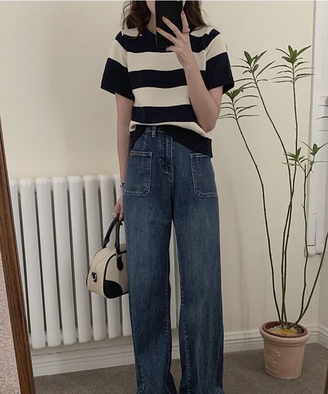border knit tee/3color