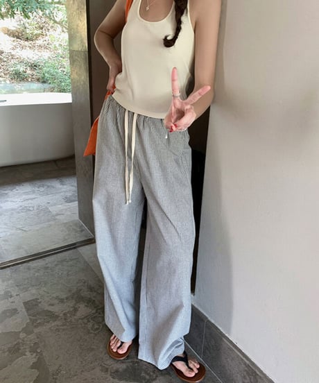 cotton linen stripe pant/2color