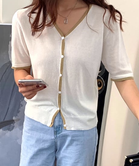 【期間限定】line cardigan(half sleeve)/3color(ネコポス)